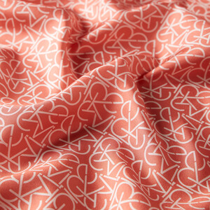 Coral Typo Monogram Silk Twill Scarf - Thumbnail