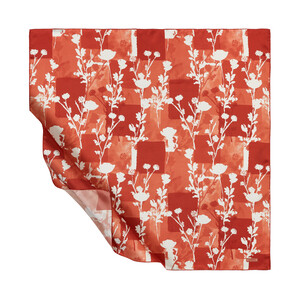 Coral Vintage Silhouette Print Silk Twill Scarf - Thumbnail