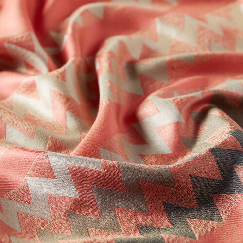 Coral Zigzag Silk Scarf