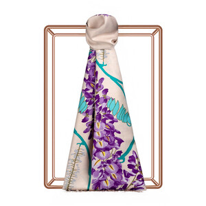 ipekevi - Cream Acacia Print Silk Shawl ipekevi - Cream Acacia Print Silk Shawl