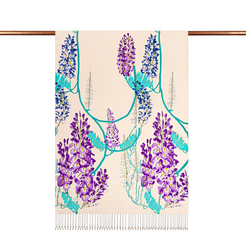 Cream Acacia Print Silk Shawl Cream Acacia Print Silk Shawl