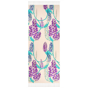 Cream Acacia Print Silk Shawl - Thumbnail