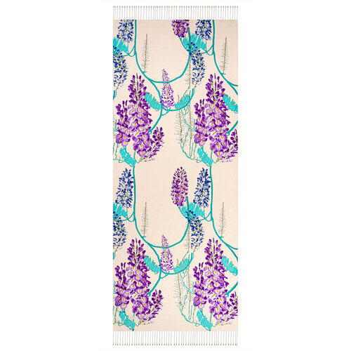 Cream Acacia Print Silk Shawl Cream Acacia Print Silk Shawl