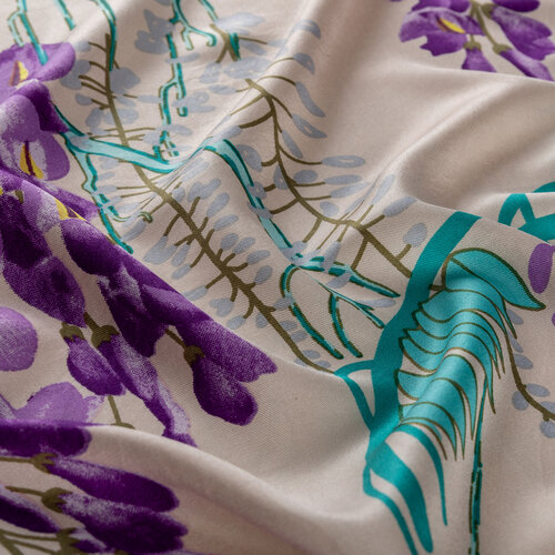 Cream Acacia Print Silk Shawl Cream Acacia Print Silk Shawl