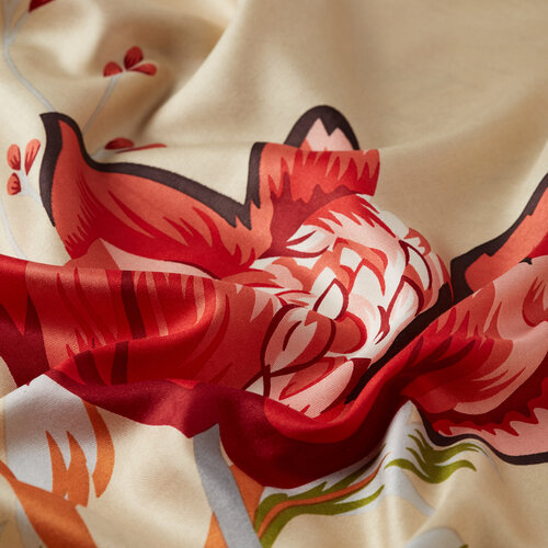 Cream Amaryllis Print Silk Shawl