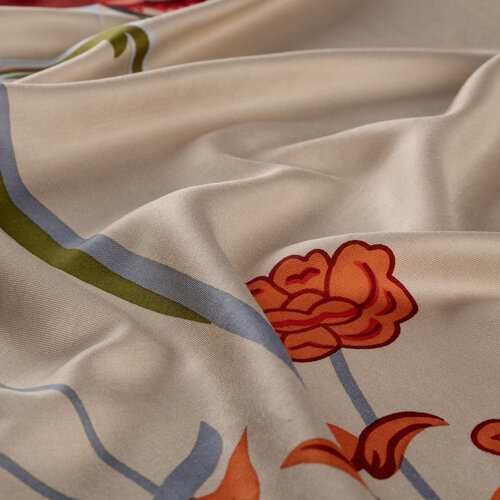 Cream Amaryllis Print Silk Shawl Cream Amaryllis Print Silk Shawl