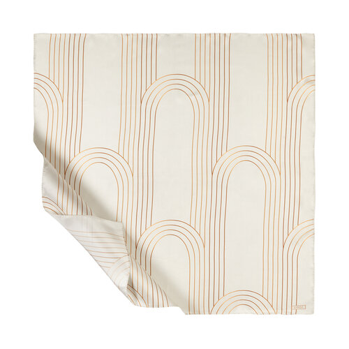 Cream Aqueduct Print Silk Twill Scarf