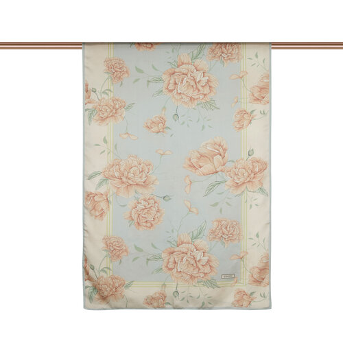 Cream Baby Blue Peony Cotton Rayon Scarf