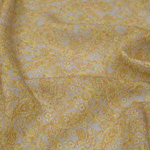 Cream Beige Mezopotamya Model 06 Print Tencel Scarf - Thumbnail
