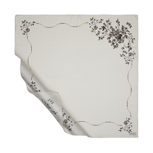 Cream Beige Vintage Frame Twill Silk Scarf - Thumbnail