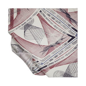 Cream Black Euphoria Twill Silk Scarf - Thumbnail