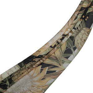 Cream Black Ginger Flower Cotton Scarf - Thumbnail