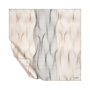 Cream Black Sycamore Bark Twill Silk Scarf - Thumbnail