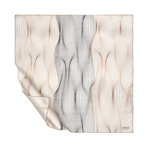 Cream Black Sycamore Bark Twill Silk Scarf