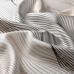 Cream Black Sycamore Bark Twill Silk Scarf - Thumbnail