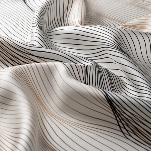 Cream Black Sycamore Bark Twill Silk Scarf