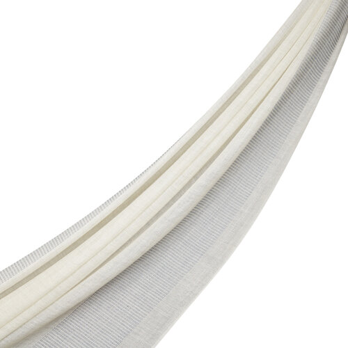 Cream Block Cord Wool Silk Scarf