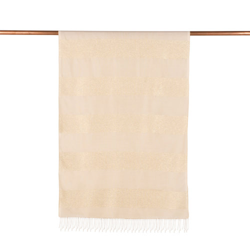 Cream Block Lurex Striped Silk Scarf