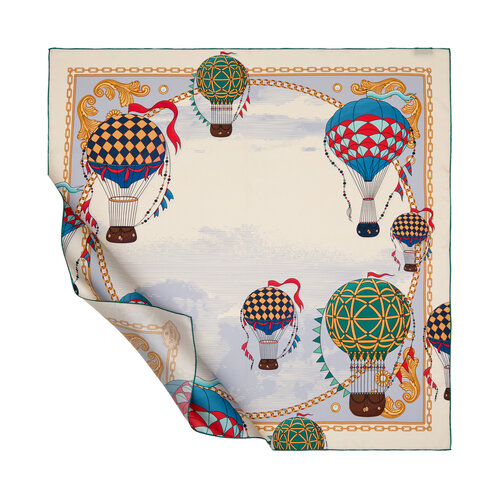 Cream Blue Cappadocia Twill Silk Scarf Cream Blue Cappadocia Twill Silk Scarf