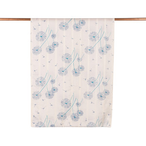 Cream Blue Chicory Print Satin Silk Scarf - Thumbnail