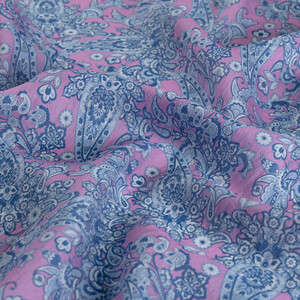 ipekevi - Cream Blue Mezopotamya Model 06 Print Tencel Scarf (1)