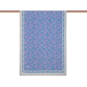 Cream Blue Mezopotamya Model 06 Print Tencel Scarf - Thumbnail