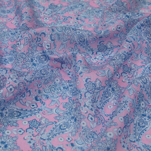 Cream Blue Mezopotamya Model 06 Print Tencel Scarf - Thumbnail