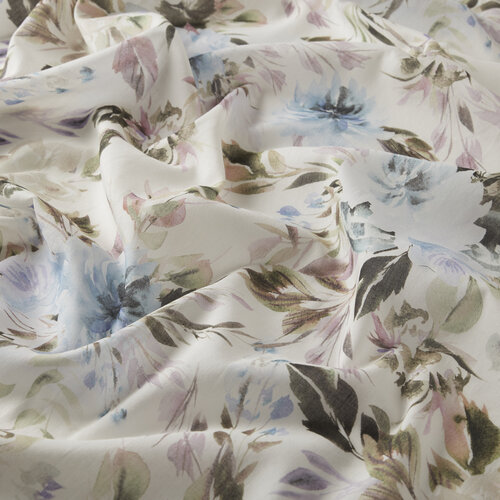 Cream Blue Wild Rose Cotton Scarf