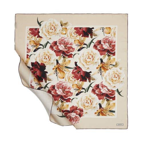 Cream Bouguet Twill Silk Scarf