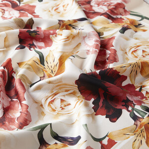 ipekevi - Cream Bouguet Twill Silk Scarf (1)