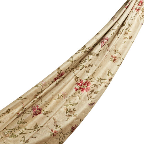 Cream Brocade Reversible Prime Silk Scarf