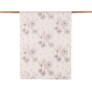 Cream Brown Chicory Print Satin Silk Scarf - Thumbnail