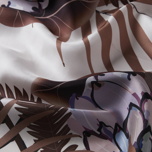 Cream Brown Twill Silk Scarf