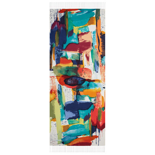 Cream Brush Stroke Print Silk Scarf