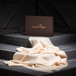 Cream Cashmere Wool Silk Prime Scarf - Thumbnail