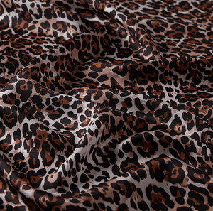 Cream Cheetah Print Silk Twill Scarf - Thumbnail