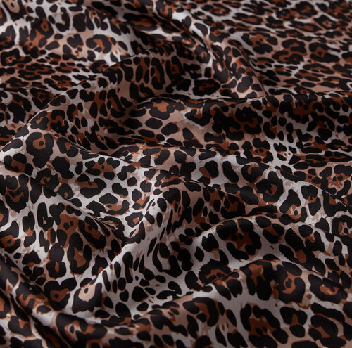 Cream Cheetah Print Silk Twill Scarf