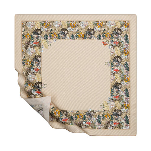 Cream Chintz Patterned Twill Silk Scarf