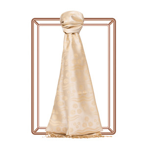 Cream Cintemani Jacquard Silk Scarf - Thumbnail