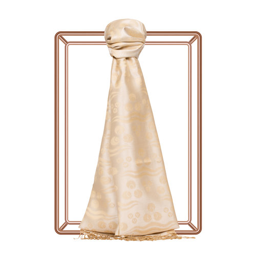 Cream Cintemani Jacquard Silk Scarf