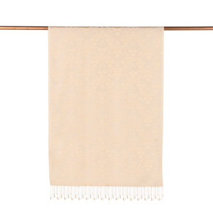 Cream Cintemani Jacquard Silk Scarf - Thumbnail