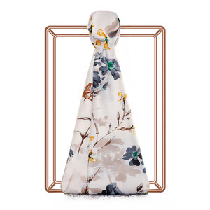 ipekevi - Cream Clover Garden Print Silk Scarf