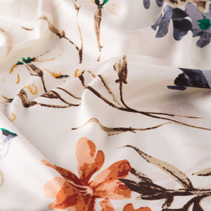 Cream Clover Garden Print Silk Scarf - Thumbnail