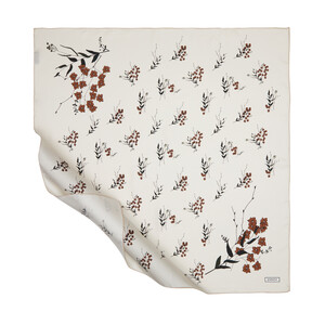 Cream Coffee Seed Twill Silk Scarf - Thumbnail