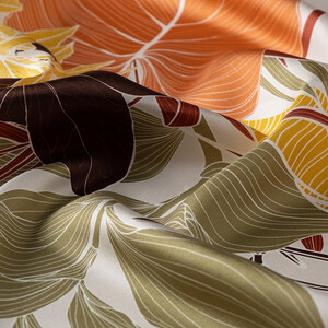 ipekevi - Cream Copper Tropical Canvas Twill Silk Scarf (1)