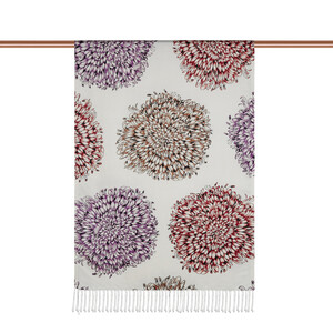 ipekevi - Cream Dahlia Print Silk Shawl (1)