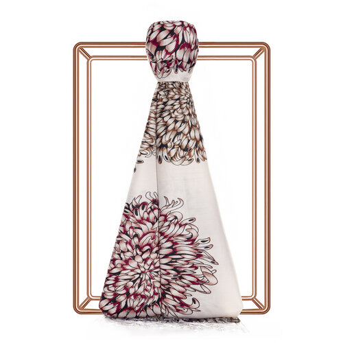 Cream Dahlia Print Silk Shawl