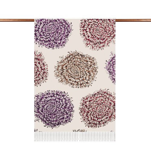 Cream Dahlia Print Silk Shawl