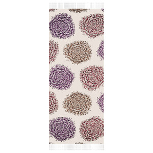 Cream Dahlia Print Silk Shawl - Thumbnail