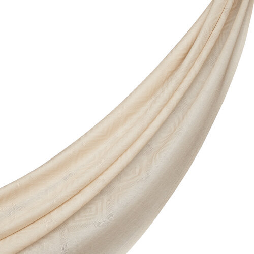 Cream Diamond Wool Silk Scarf